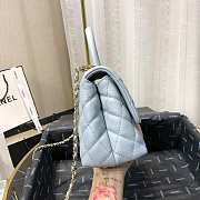 Chanel Coco Grained Calfskin Blue Flap Bag 24cm - 6