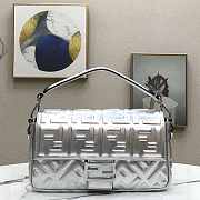 Fendi Baguette Silver Leather Bag 26cm - 1