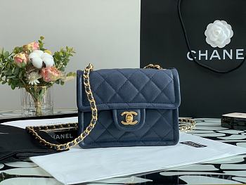 Chanel Tofu Bag Navy Blue Small 99031 Size 14.5 x 18 x 8 cm