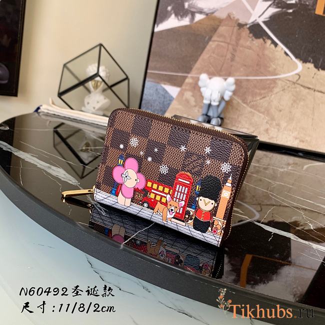 LV Brown Grid Silk Screen N60492 Size 11 x 8 x 2 cm - 1