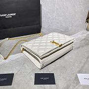 YSL Becky Quilted Lambskin Chain Bag White 629246 Size 25 x 17 x 7 cm - 3