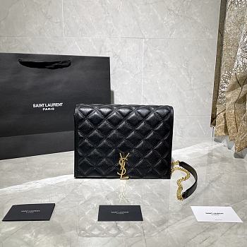 YSL Becky Quilted Lambskin Chain Bag Black 629246 Size 25 x 17 x 7 cm