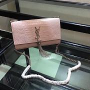 YSL Crocodile Pattern Silver Chain Bag Size 24 × 14.5 × 5.5 cm - 1