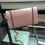 YSL Crocodile Pattern Silver Chain Bag Size 24 × 14.5 × 5.5 cm - 2