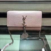 YSL Crocodile Pattern Silver Chain Bag Size 24 × 14.5 × 5.5 cm - 4