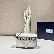 Prada Large Triangle Flip Cover Bag White 1BH189 Size 17 x 9.5 x 3.5 cm - 1