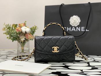 Chanel Handle Bag Black Size 12.5 x 19.5 x 7.5 cm