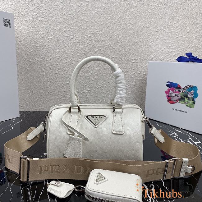 Prada Pillow Bag White 1BB846 Size 20 x 11 x 11.5 cm - 1