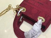 Lady Dior Embroidered Checkered Red 44531 Size 17 cm - 5