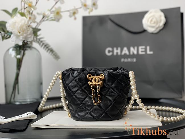 Chanel Mini Drawstring Bag Black Size 12 x 12 x 12 cm - 1