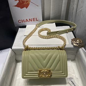 Chanel Leboy Grain Calfskin Green 67085 Size 20 cm