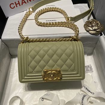 Chanel Leboy Grain Calfskin Green 01 67085 Size 20 cm