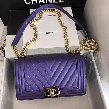 Chanel Leboy Grain Calfskin Purple 67086 Size 25 cm