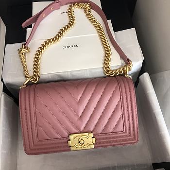 Chanel Leboy Grain Calfskin Pink 67086 Size 25 cm