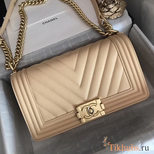 Chanel Leboy Grain Calfskin Beige 67086 Size 25 cm - 1