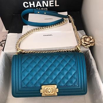 Chanel Leboy Grain Calfskin Blue 01 67086 Size 25 cm