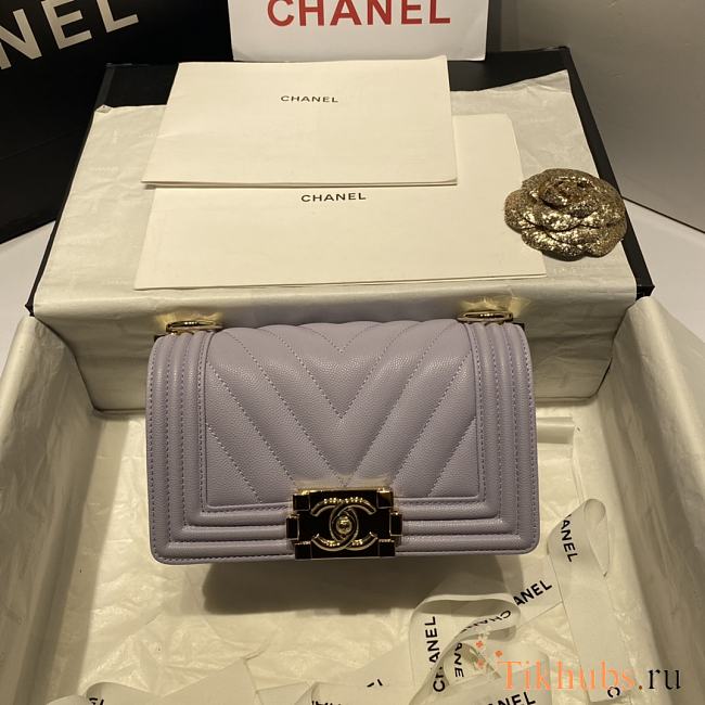 Chanel Leboy Grain Calfskin Light Purple 01 67085 Size 20 cm - 1