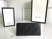  GG Embossed Zip Around Wallet In Black Leather 625558 Size 19 x 10 x 2.5 cm - 1