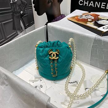 Chanel Beaded Mini Pearl Drawstring Bag Green AS2529 Size 12 x 12 x 12 cm