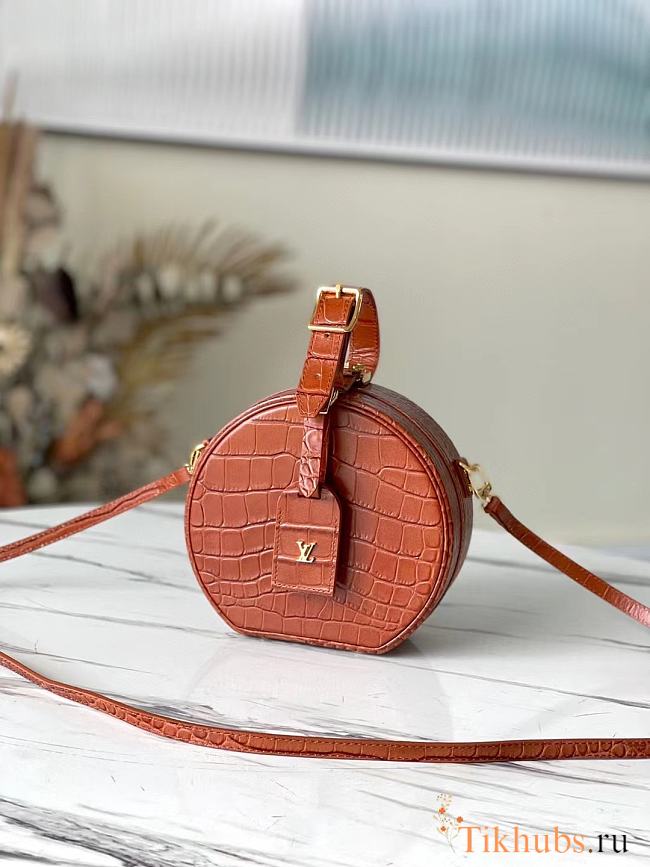 LV Petite Boite Chapeau Handbag Crocodile Pattern Orange M43514 Size 17.5 x 16.5 x 7.5 cm - 1