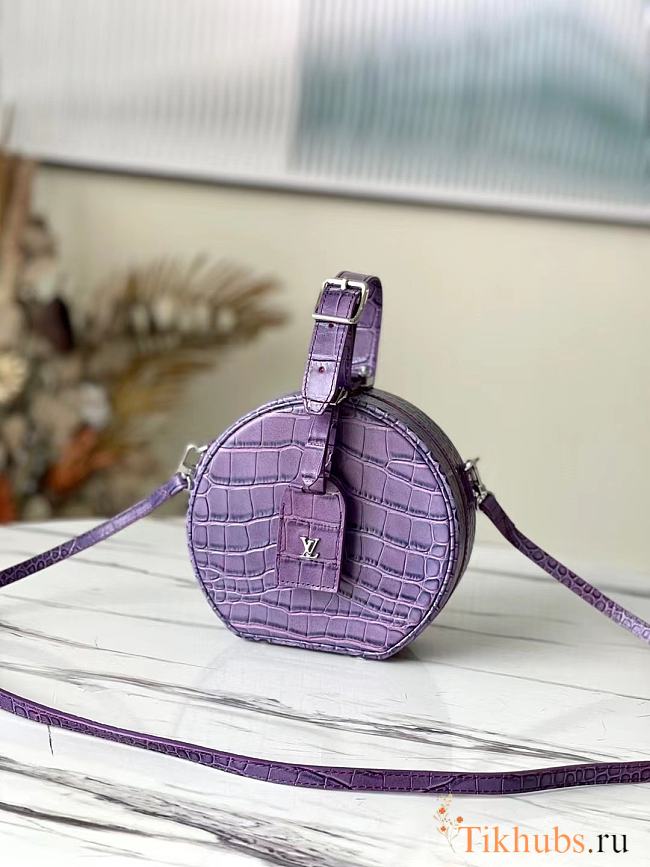 LV Petite Boite Chapeau Handbag Crocodile Pattern Purple M43514 Size 17.5 x 16.5 x 7.5 cm - 1