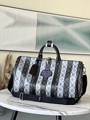 LV Keepall Silver Flower Stripe (With Shoulder Strap) M40567 Size 50 x 29 x 22 cm - 1