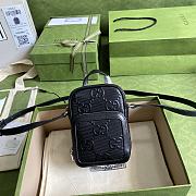 Gucci GG Embossed Mini Bag In Black Leather 658553 Size 11.5 × 17 × 4 cm - 1