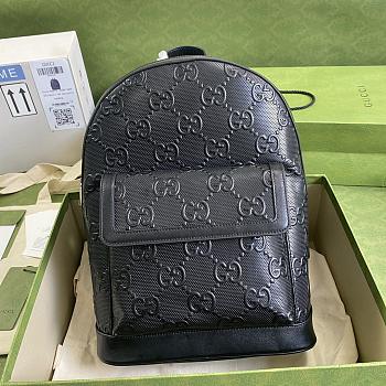  Gucci GG Embossed Backpack In Black Leather 658579 Size 27 × 37 × 13 cm