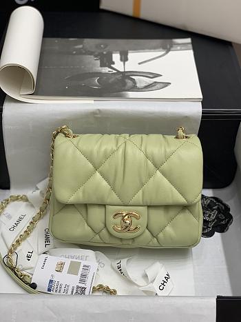 Chanel Flap Bag Imported Sheepskin Green Small Size 19 x 14.5 x 8.5 cm