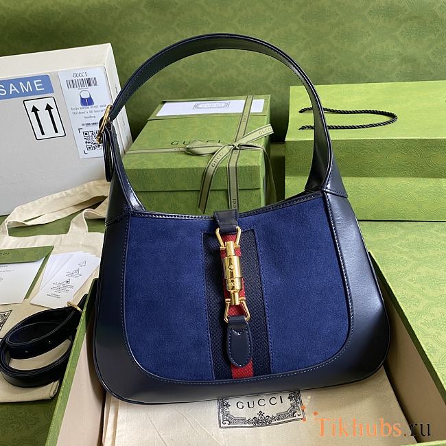 Gucci Jackie 1961 Small Shoulder Bag Blue 636709 Size 28 x 19 x 4.5 cm - 1