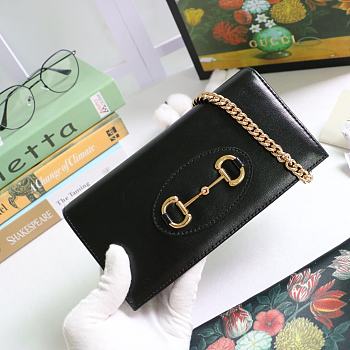 Gucci Horsebit 1955 Wallet With Chain Mini Bag Full Black 621892 Size 19 x 10 x 4 cm