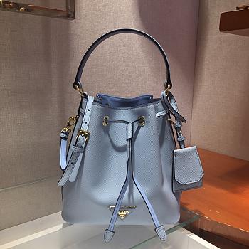 Prada Bucket Bag Light Blue 1BZ032 Size 22 x 22 x 14 cm