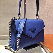 Prada Blue Saffiano Leather Monochrome Logo Top Handle Bag 1BA186 Size 24 x 17.5 x 11.5 cm - 4