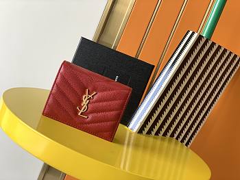 YSL Wallet Red 1069 Size 11 x 8.5 x 3 cm