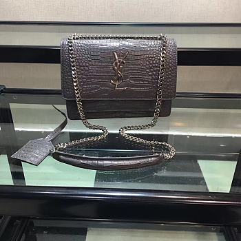 YSL Saint Laurent Flap Bag Dark Gray Size 22 x 16 x 8 cm