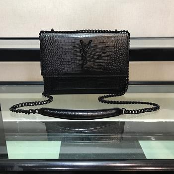 YSL Saint Laurent Flap Bag Black Lock Size 22 x 16 x 8 cm