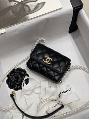 Chanel Pearl Chain Flap Bag Black Small Size 12 cm - 6