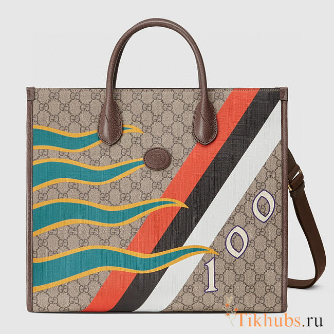 Gucci Medium Tote With Geometric Print In GG Supreme 674148 Size 37.5 × 33 × 15.5 cm - 1