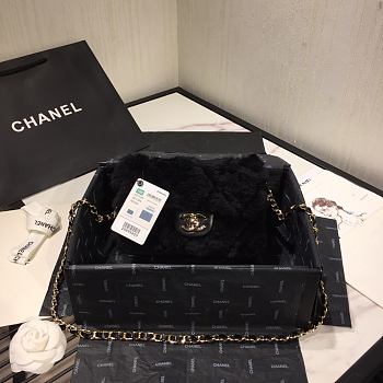 Chanel Wool Flap Bag Black Size 20 cm