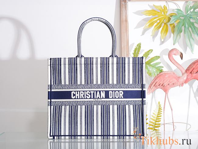 Dior Blue And White Stripes Book Tote Size 41.5 x 32 x 5 cm - 1