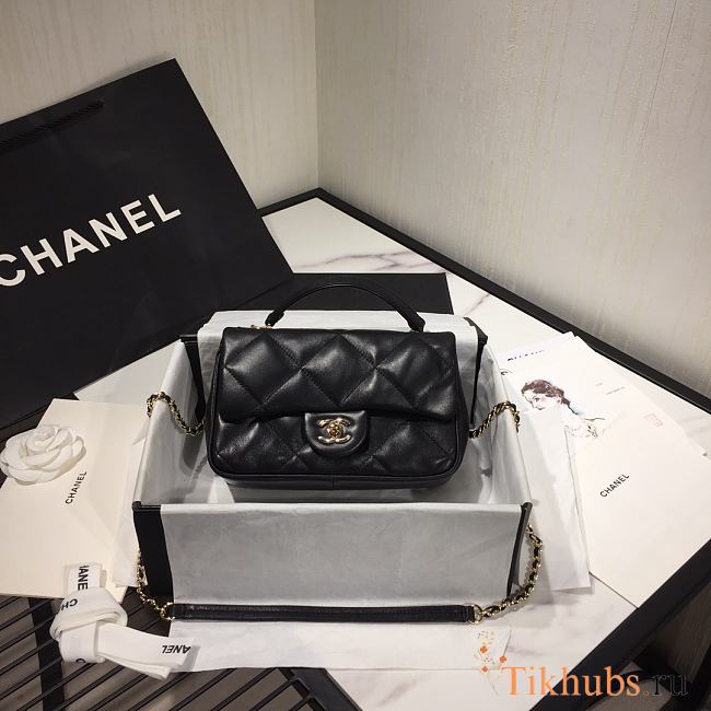 Chanel 19 Handle Chain Bag Black AS1114 Size 23 x 15 x 6 cm - 1