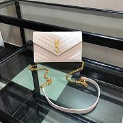 YSL Saint Laurent Caviar Ball Chain Shoulder Bag White Size 19 × 12.5 × 4 cm - 3