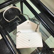 YSL Saint Laurent Caviar Ball Chain Shoulder Bag White Silver Lock Size 19 × 12.5 × 4 cm - 5