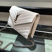 YSL Saint Laurent Caviar Ball Chain Shoulder Bag White Silver Lock Size 19 × 12.5 × 4 cm - 4