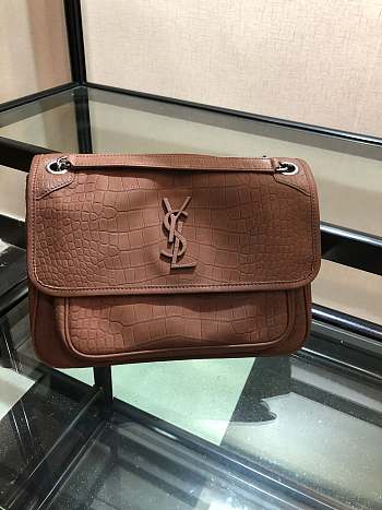 YSL Niki Matte Crocodile Pattern 498894 Size 28 x 20 x 8.5 cm