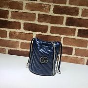 Gucci Leather GG Marmont Mini Bucket Bag Blue 575163 Size 19 x 17 cm - 1