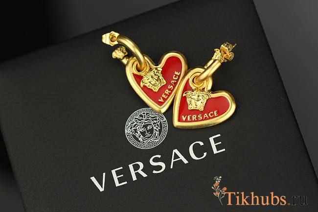 Versace peach heart earrings  - 1