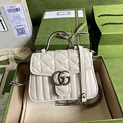 GG Marmont Mini Top Handle Bag In Dark White Leather 583571 Size 21 x 15.5 x 8 cm - 1