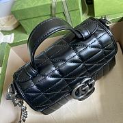 GG Marmont Mini Top Handle Bag In Dark Black Leather 583571 Size 21 x 15.5 x 8 cm - 2