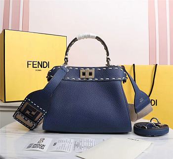 Fendi Small Peekaboo Handbag Blue Size 23 x 11 x 18 cm